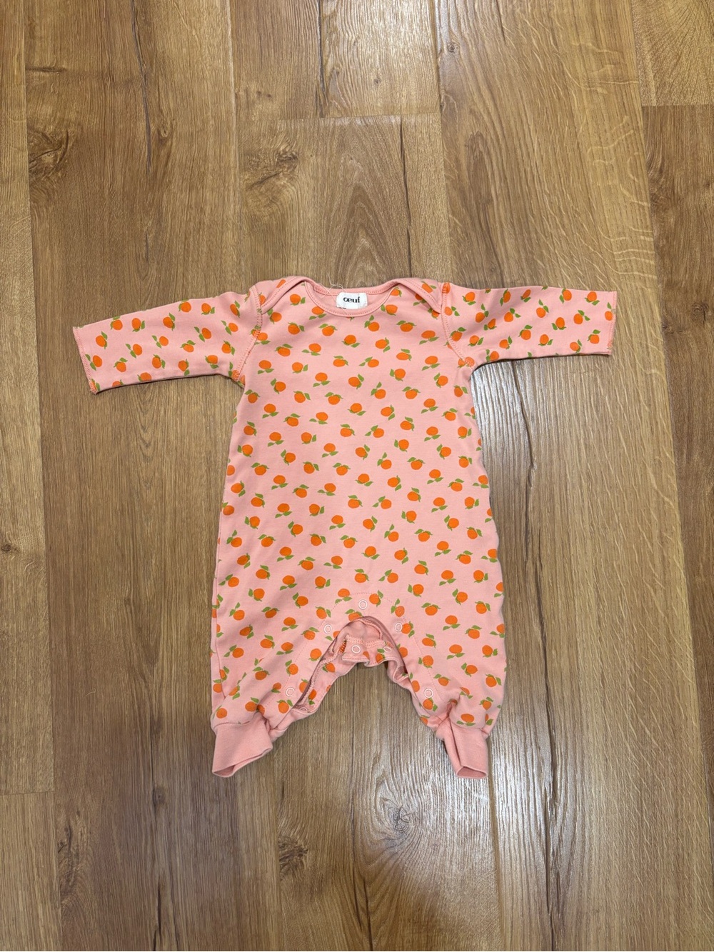 Oeuf Peaches Long Sleeve Snap Onesie Organic